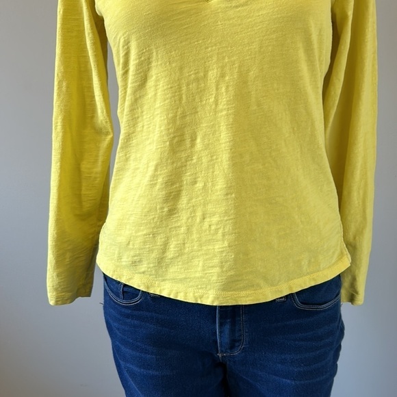BODEN The Cotton Jersey Collar Notch Tee Long Sleeve Yellow Sz XS - Picture 7 of 13